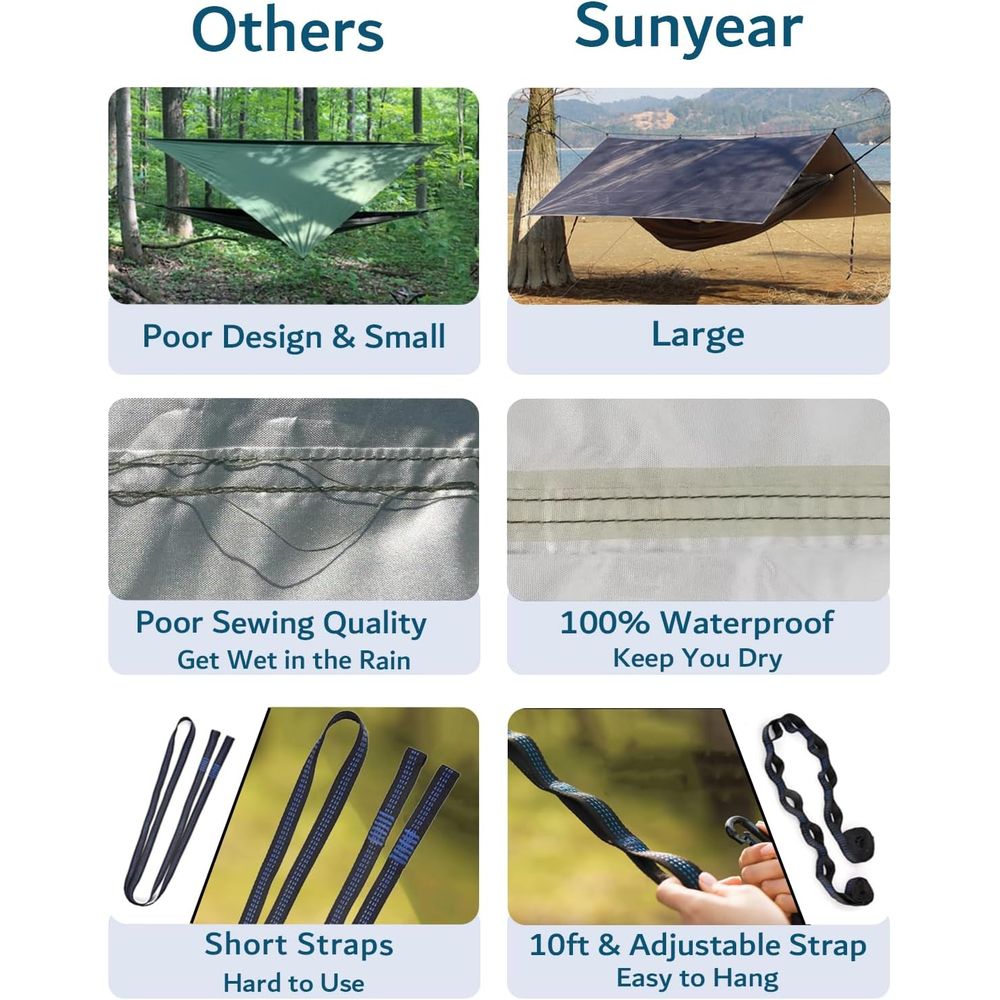 Double Camping Hammock with Ra - Hammock Rain Tarp ulasan dan harga