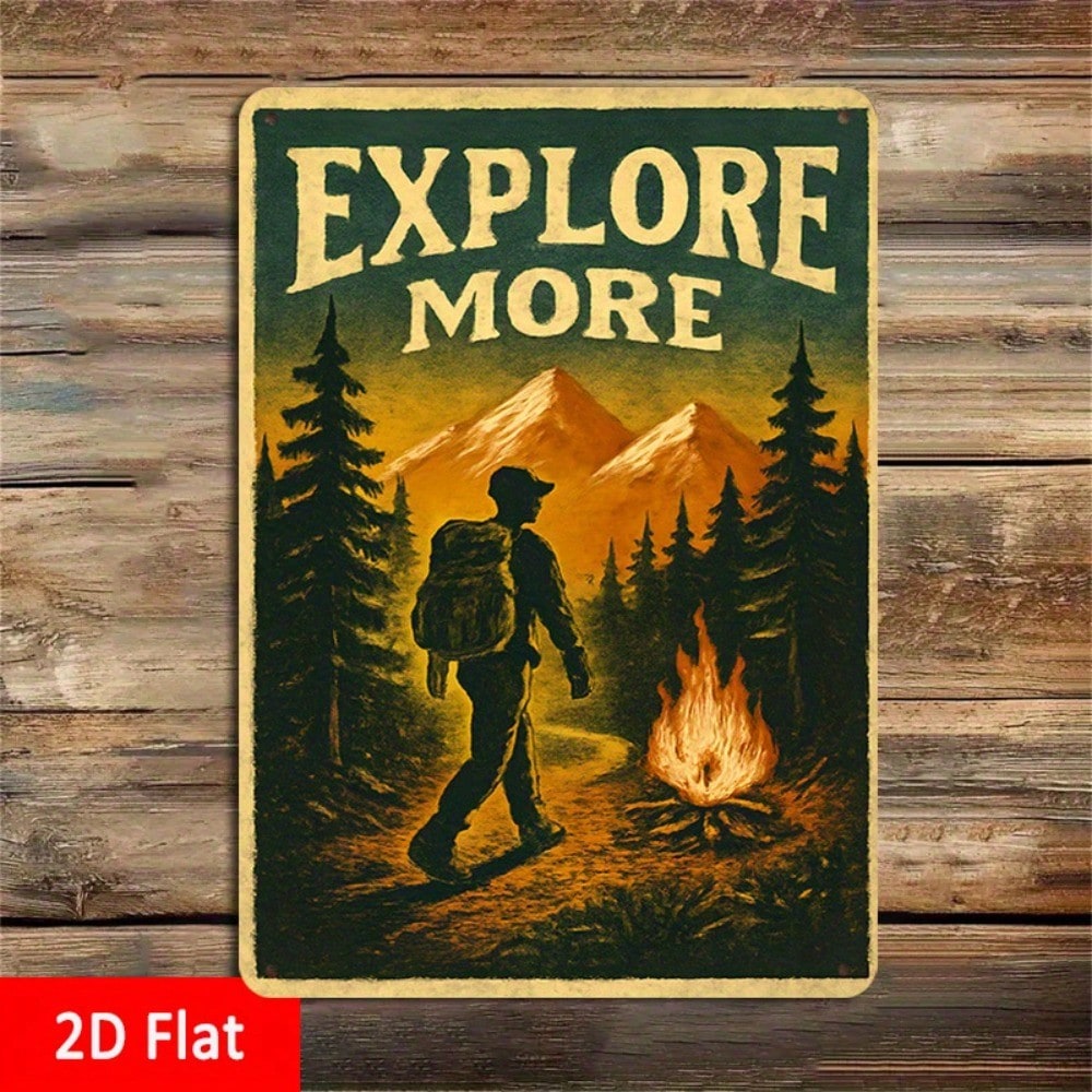 1PC Tin Sign Explore More With - Outdoor Adventure Club ulasan dan harga
