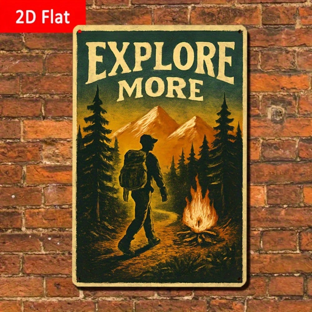 1PC Tin Sign Explore More With - Outdoor Adventure Club ulasan dan harga