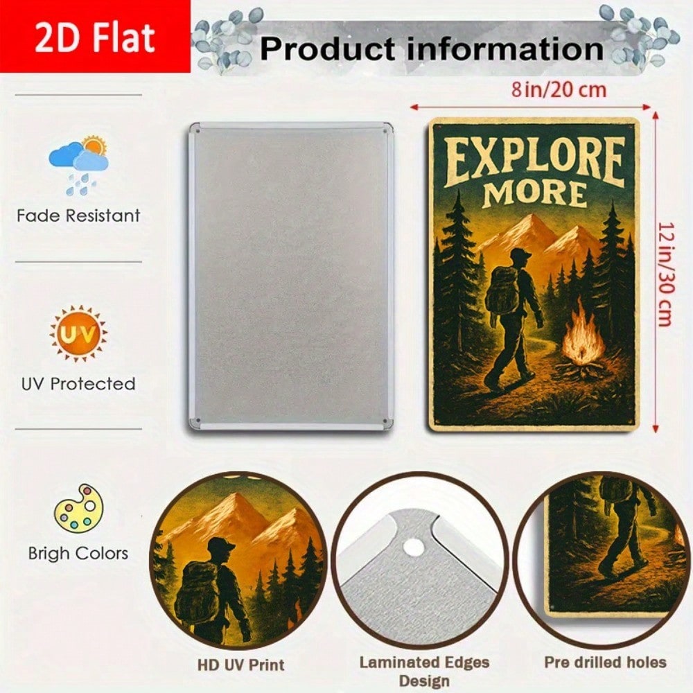 1PC Tin Sign Explore More With - Outdoor Adventure Club ulasan dan harga