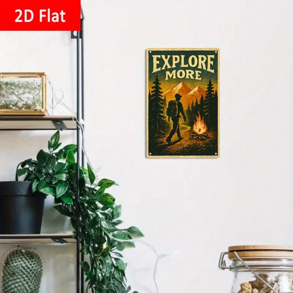 1PC Tin Sign Explore More With - Outdoor Adventure Club ulasan dan harga