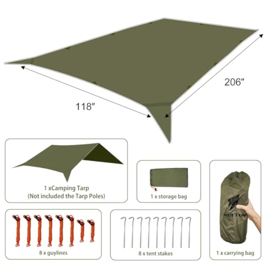 17 × 10 Feet Large Camping Ten - Hammock Rain Tarp ulasan dan harga