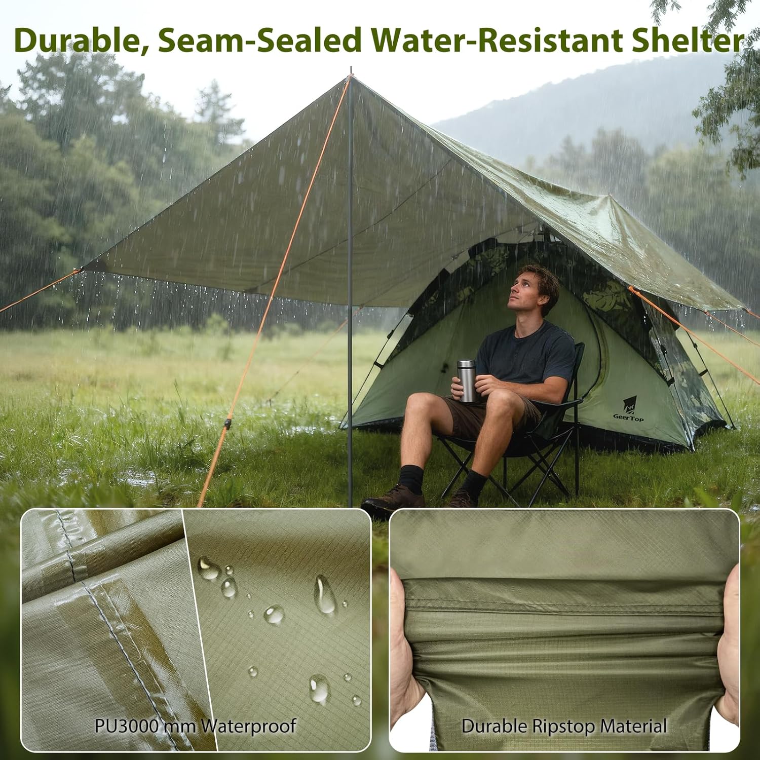 17×10 ft Large Camping Tent Ta - Hammock Rain Tarp ulasan dan harga