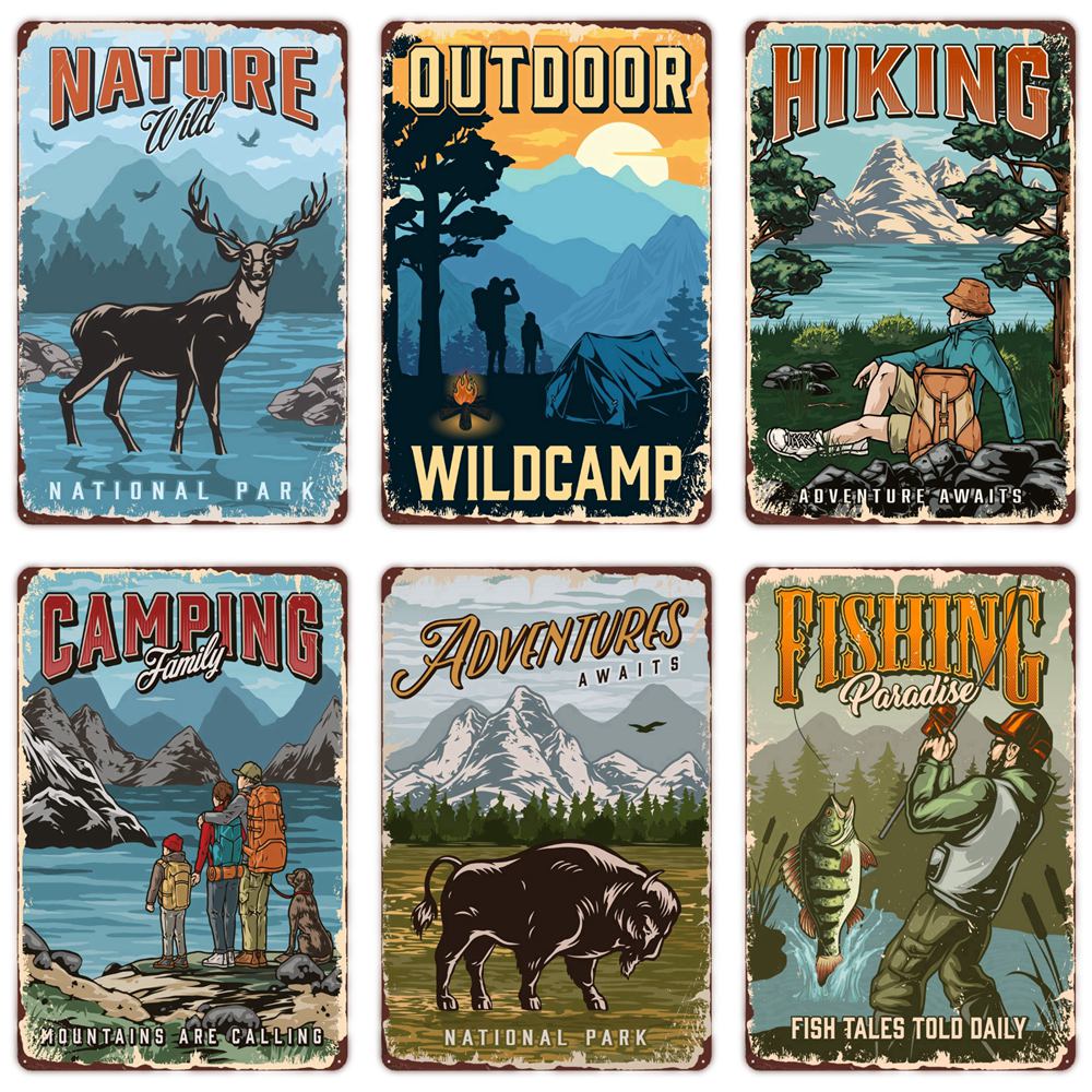 Camping Family Tin Sign, Fishi - Outdoor Adventure Club ulasan dan harga